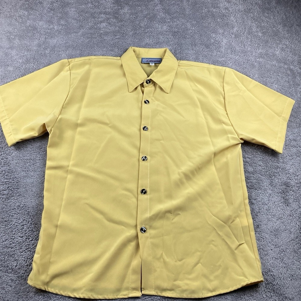 Lavana USA‎ Shirt Buttons Womens 14 Yellow Short Sleeve
